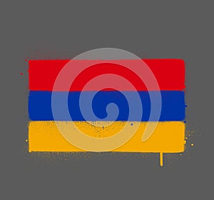 Graffti Armenia flag sprayed over gray