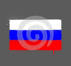 Graffti Russia flag sprayed over grey