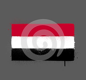 Graffti Yemen flag sprayed over grey