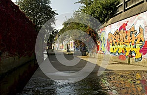 Grafitti along the Bushby Brook, Humberstone