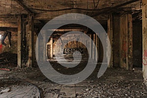 Grafitti inside ruined building