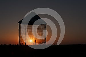 Grain Bin Sunset Silhouette