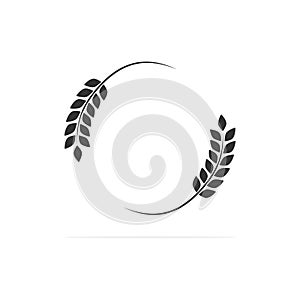 Grain black icon. Ears of wheat illustration isolated on white