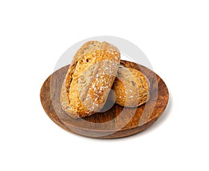 Grain Bread Isolated, Whole Buns with Seeds, Rustic Organic Cereal Bread Grain Bun