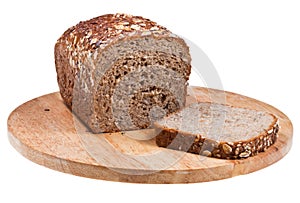 Grain bread loaf and sliced piece photo