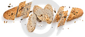 Grain bread with seeds.Above view.