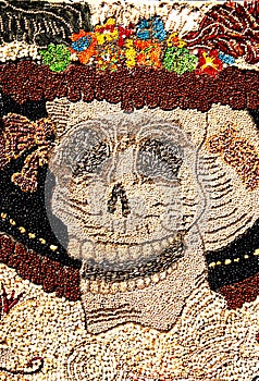 Grain catrina, Day of the dead in tepoztlan near cuernavaca, morelos, mexico