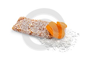 Grain cereal bar with desiccated coconut