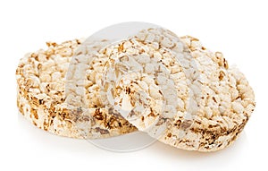 Grain crispbreads close-up isolated on a white background. Fitness concept