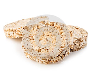 Grain crispbreads close-up isolated on a white background. Fitness concept