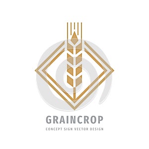 Grain crop cereal logo template creative illustration. Ear of wheat organic sign. Ecology symbol. Bio nature insignia. Agriculture