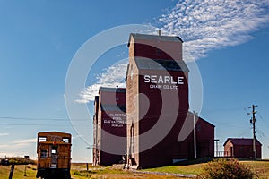 Grain elevator, Rowley Ghost Town. Rowley, Alberta, Canada
