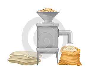 Grain Grinding Equipment and Flour Making Machine Vector Illustration