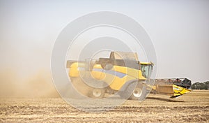 Grain harvesting in the fields - agricultural machinery at work in the field