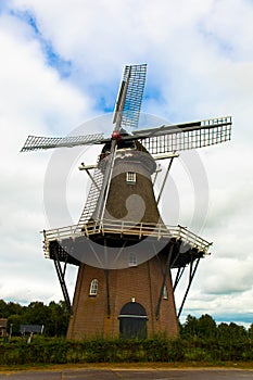 The grain mill called De Hoop at the harbor in Harderwijk