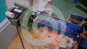 Grain mill machine - feed production line at trade show - close up