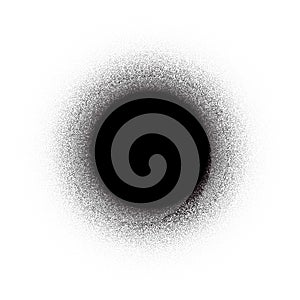 Grain noise balck dots circle, halftone round gradient or grain pattern, vector abstract dotwork. Grunge dots spray stipple photo