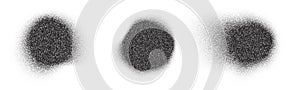 Grain noise black dot circles, halftone round gradient grainy dotwork, abstract vector. Grain noise spray blot or stain spot with
