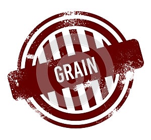 grain - red round grunge button, stamp