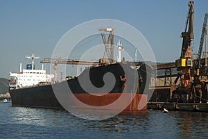 Grain ship docked