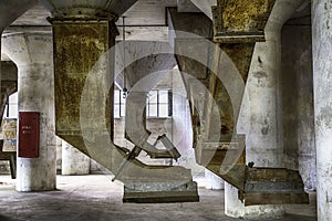 Grain shoots in old silo