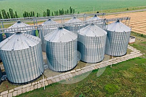 Grain silos elevator at the field