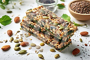 Grain and Spirulina Energy Bar Stack