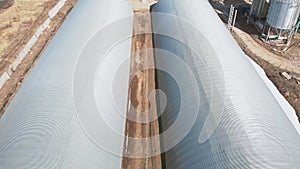 Grain storage hangars, aerial survey