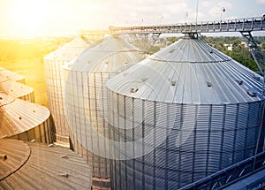 Grain storage silos. Galvanized tanks for grain