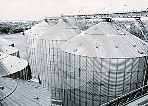 Grain storage silos. Galvanized tanks for grain