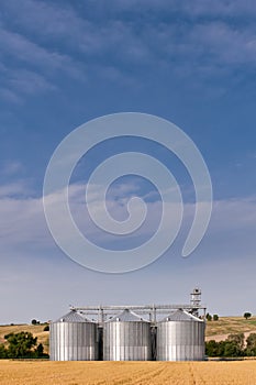 Grain store in rural landscape