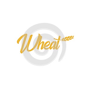 Grain wheat logotype, barley icon, oat logo, rice sign, cob emblem. Agriculture bright golden color harvest vector