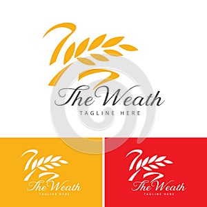 Grain wheat rice Logo Design Template.