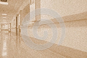 Grained background with long hospital hallway