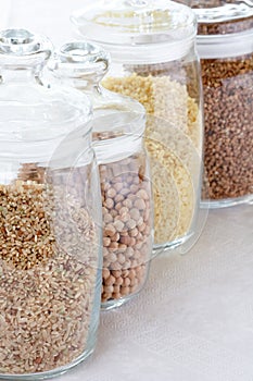 Grains and cereals in the jar