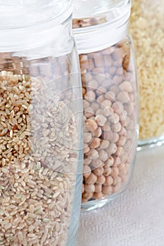 Grains and cereals in the jar