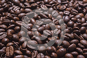 Grains of coffee background. soft focus
