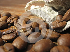 Grains of natural coffee