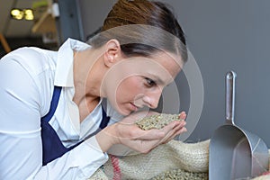 Grains specialist smelling grains