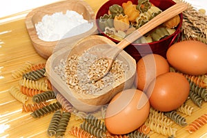 Grains of Wheat with pasta and food ingredient