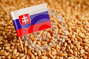 Zrná pšenice s vlajkou Slovenska, obchod, export a ekonomický koncept