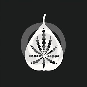 Grainy Black And White Pear Leaf Logo With Geometrical Shapes
