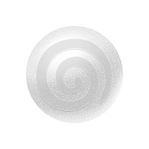 Grainy gradient sphere with noise effect. Vector stipple planet with shadow like spray isolated on white background