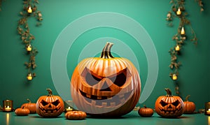 Grainy Halloween pumpkin template with frames, featuring both smiles and scares