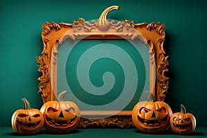 Grainy Halloween pumpkin template with frames, featuring both smiles and scares