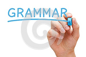 Grammar Handwriting With Blue Marker photo