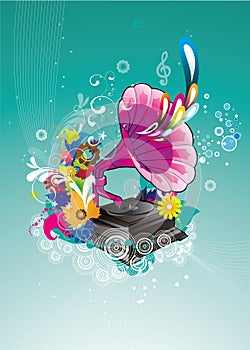 Gramophone abstract color illustration