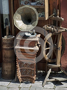 Gramophone exposed in a antique shop 