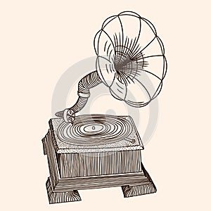 Musical gramophone for vinyl disk.
