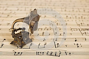 Gramophone on old sheet music